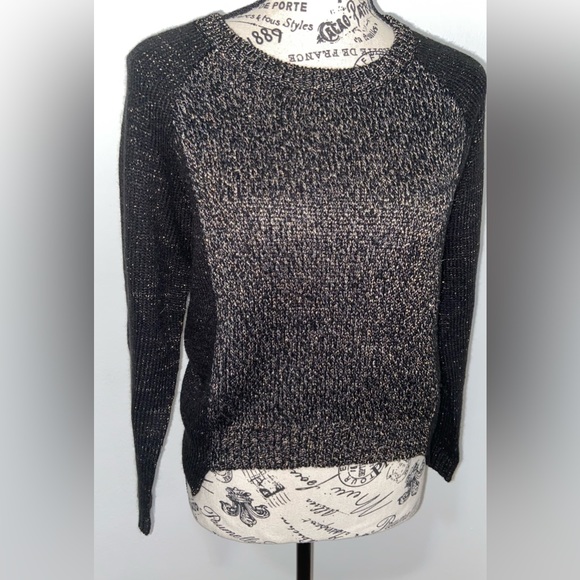 H&M Knit Raglan Black & Gold Scoop Neck Sweater - Picture 6 of 12